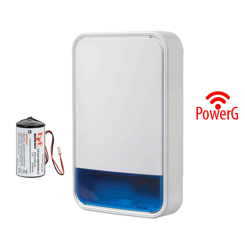    Sirena Inalámbrica Exterior PowerG con luz estroboscópica. Batería Incluida DSC (PG9911B BATT)